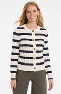 Lands' End Drifter Classic Cable Crew Neck Cardigan Sweater