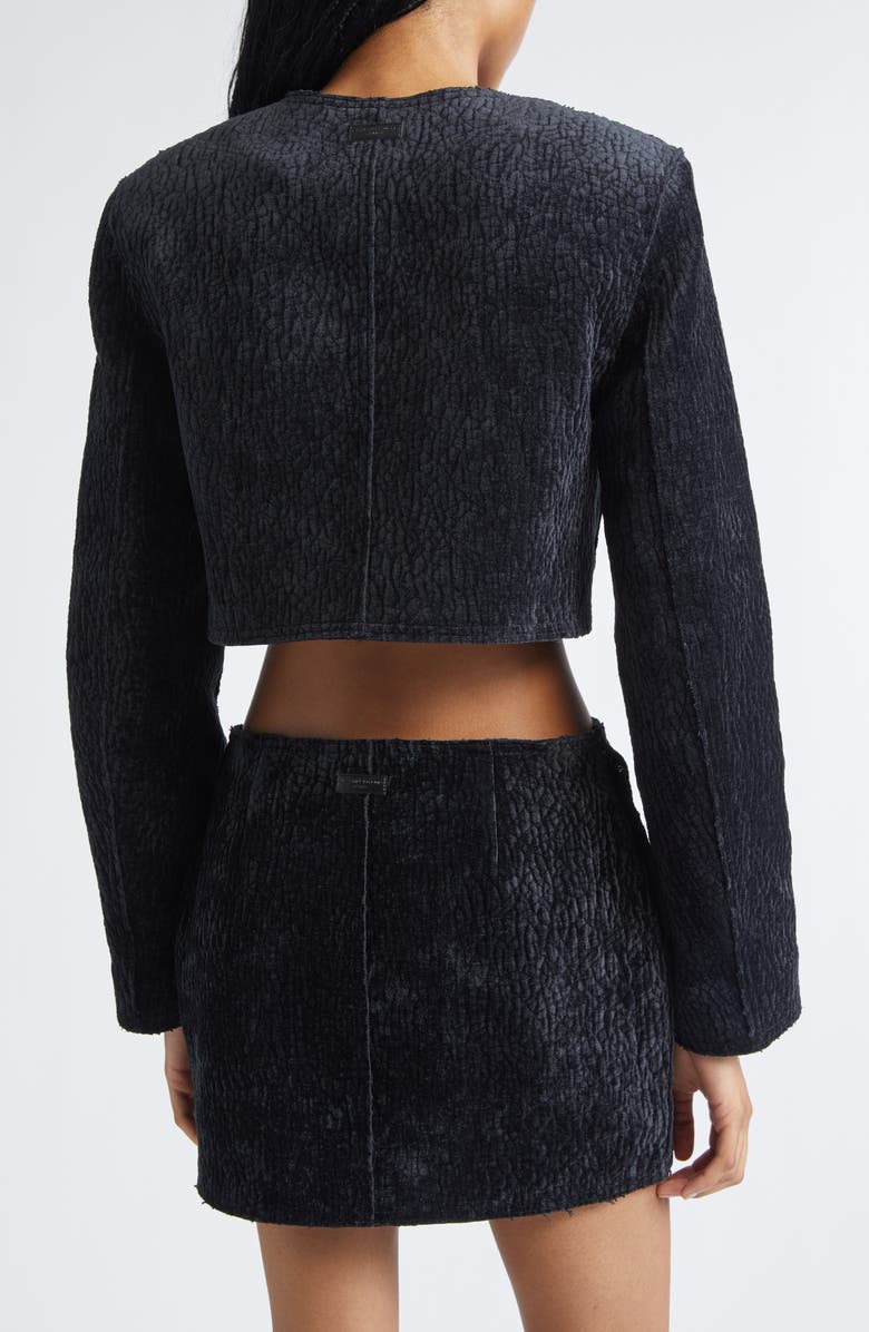 Alexander Wang Bubble Grain Velvet Crop Jacket, Alternate, color, Black