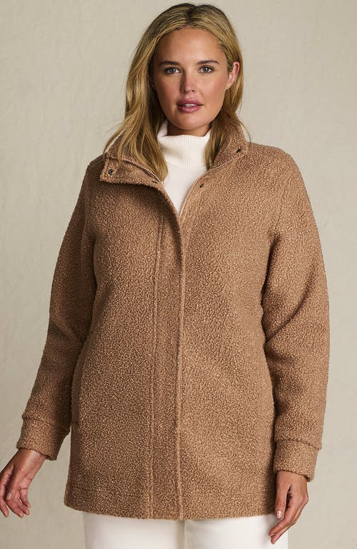 Lands' End Boucle Fleece Coat In Brown