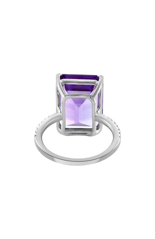 Effy Sterling Silver Emerald Cut Amethyst & White Sapphire Ring In 400