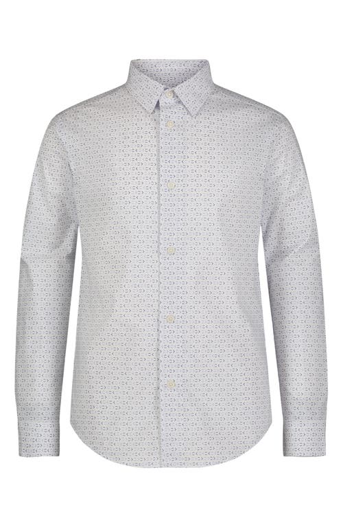 Calvin Klein Kids' Printed Long Sleeve Button-up Shirt In Blue
