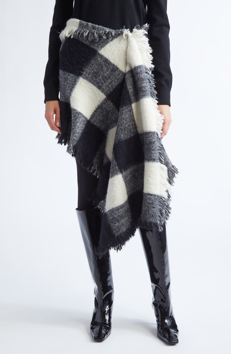 Proenza Schouler Kai Asymmetric Glen Plaid Brushed Alpaca Blend Skirt, Main, color, Black Multi