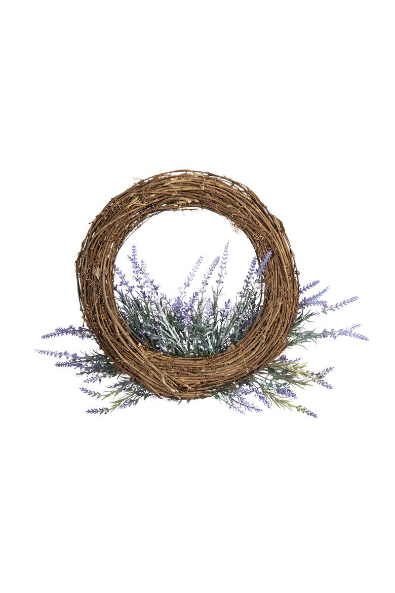 Lavender Botanical Leaves Decorative Spring Wreath, Alternate, color, Purple
