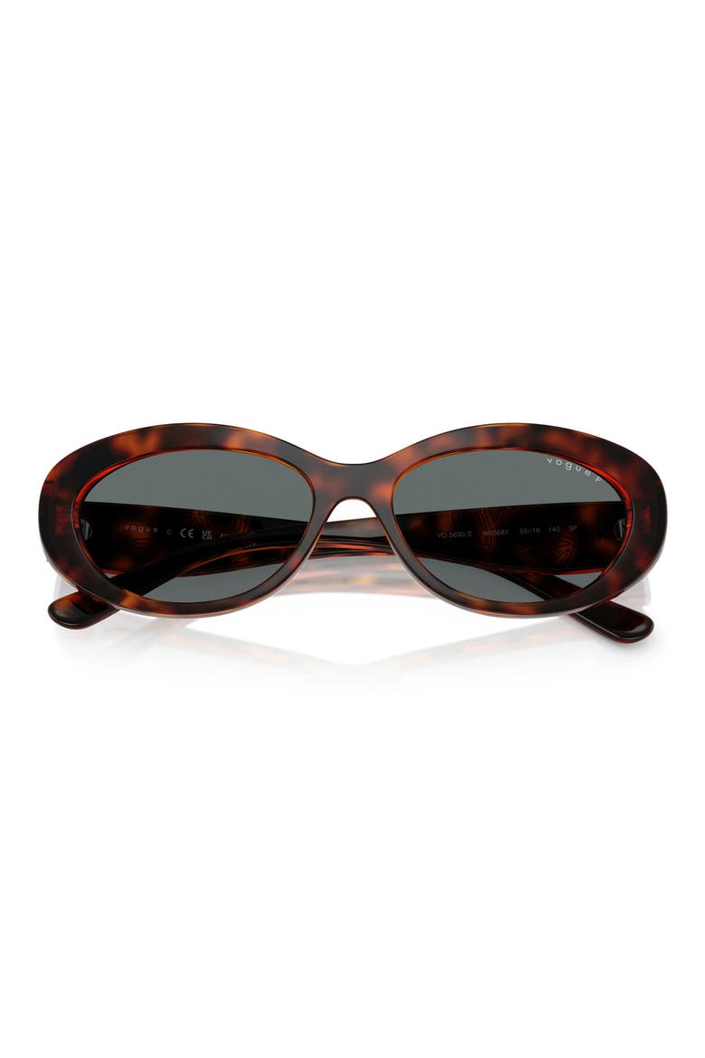 55mm Polarized Oval Sunglasses, Alternate, color, DARK HAVANA