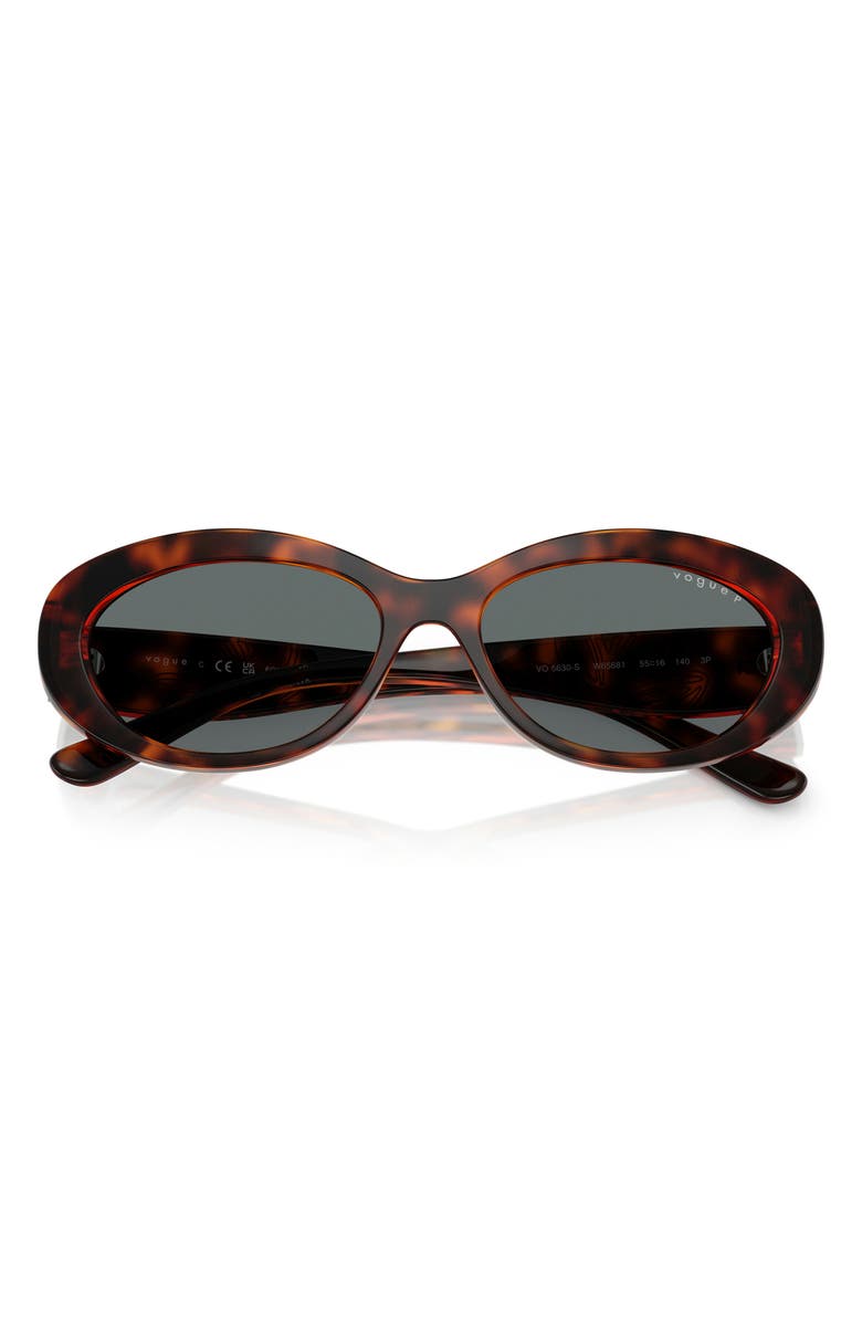 VOGUE 55mm Polarized Oval Sunglasses, Alternate, color, Dark Havana
