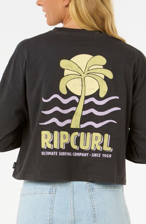 Rip Curl Cala Long Sleeve Crop Graphic T-shirt In Washed Black