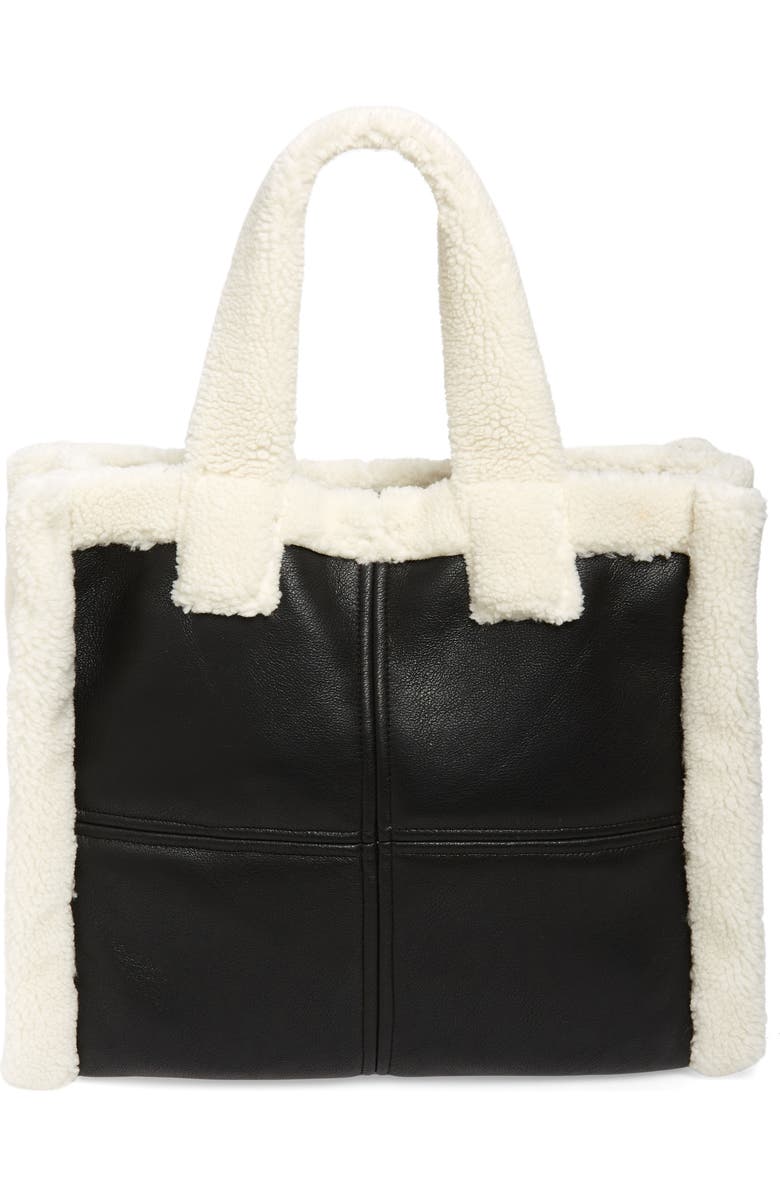 Stand Studio Medium Lolita Faux Shearling & Faux Leather Tote, Main, color,