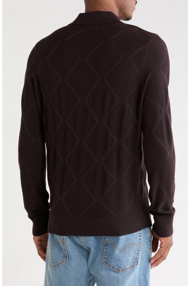 Argyle Merino Wool Polo, Alternate, color, BROWN DARK