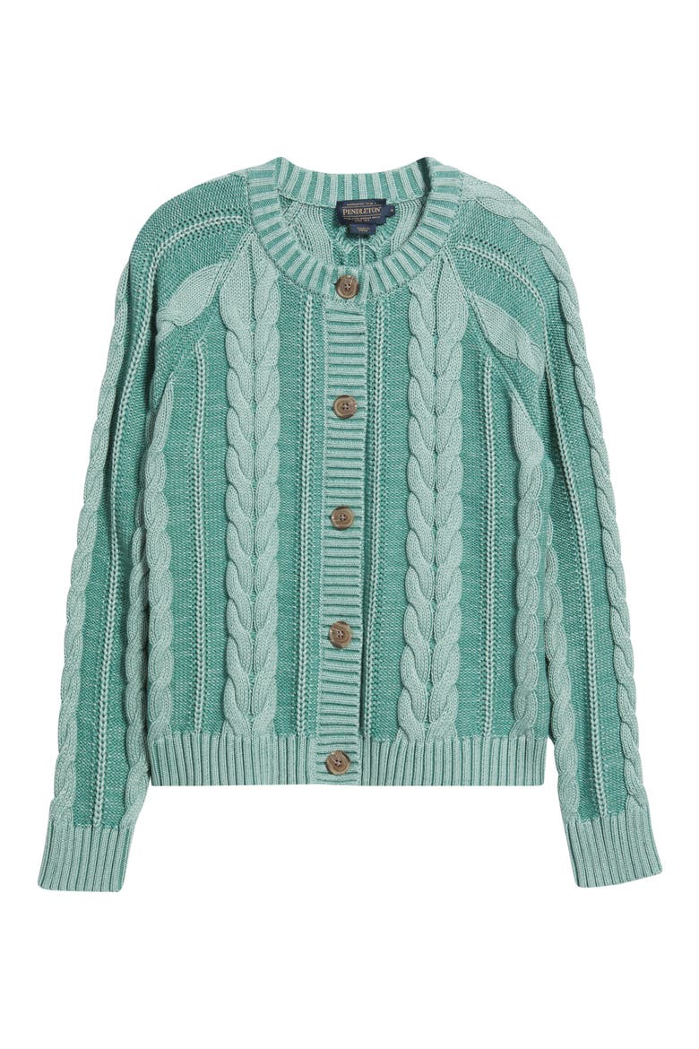 Cable Cotton Cardigan, Alternate, color, TEAL BLUE
