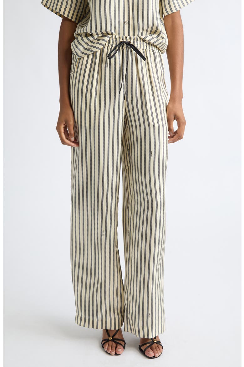 Meandros Silk Twill Pants, Main, color, IVORY BLACK