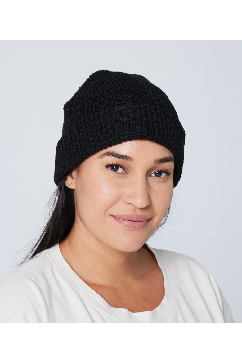 Waffle Knit Beanie, Main, color, Black
