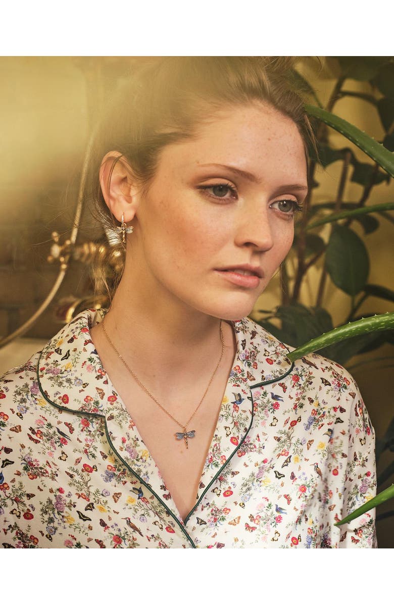 Fable England Dragonfly Crystal Necklace, Alternate, color, Blue & Gold