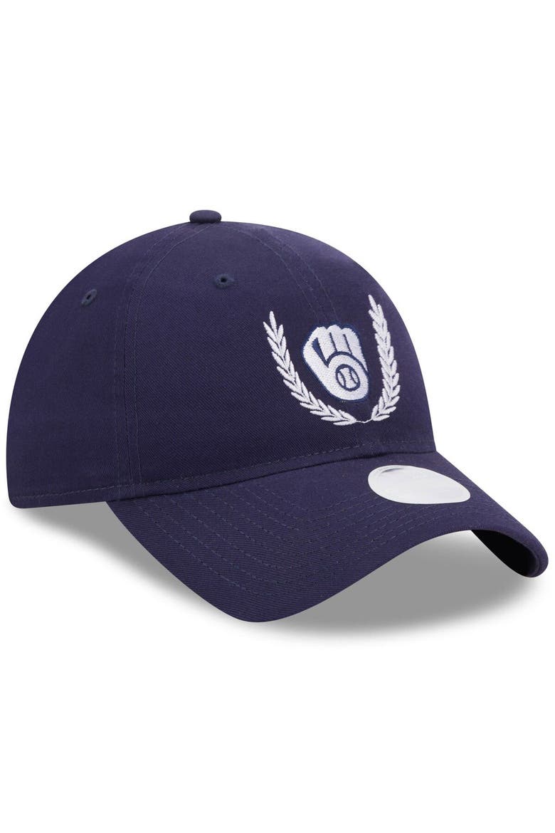 Women's New Era Navy Milwaukee Brewers Leaves 9TWENTY Adjustable Hat, Alternate, color, Navy