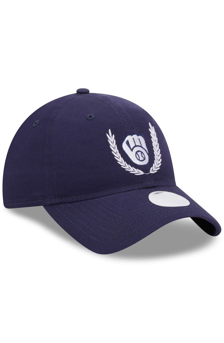 New Era Women's New Era Navy Milwaukee Brewers Leaves 9TWENTY Adjustable Hat, Alternate, color, 
