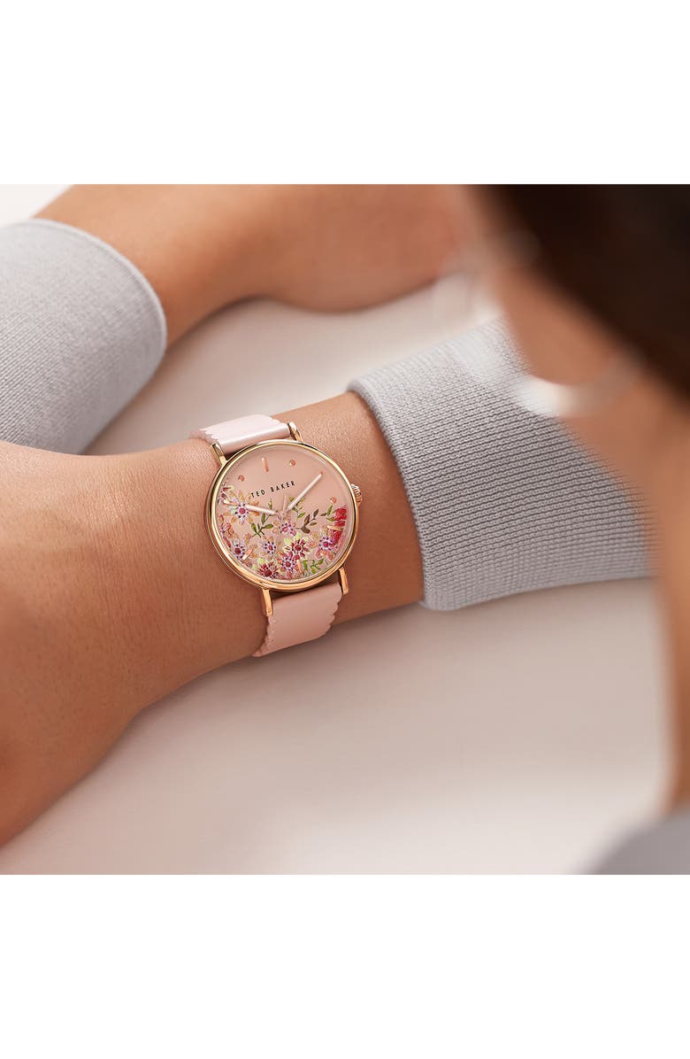 Ted Baker London Phylipa Retro Leather Strap Watch, 37mm, Alternate, color, 