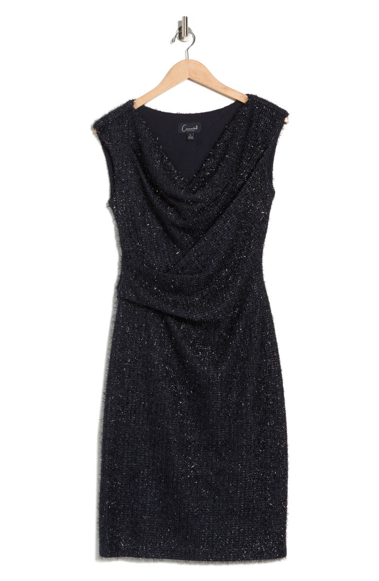 Connected Apparel Textured Metallic Sheath Dress, Alternate, color, Midnight