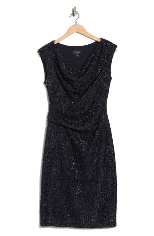 Connected Apparel Textured Metallic Sheath Dress In Blue