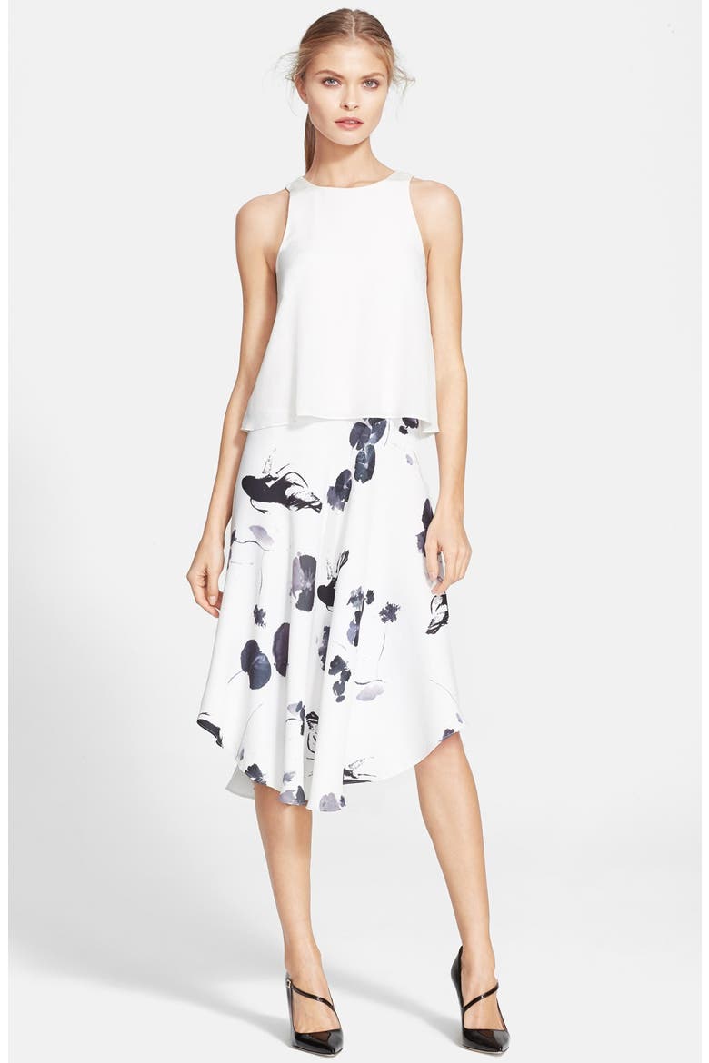 'Lily Pads' Sleeveless Popover Dress, Main, color, WHITE MULTI