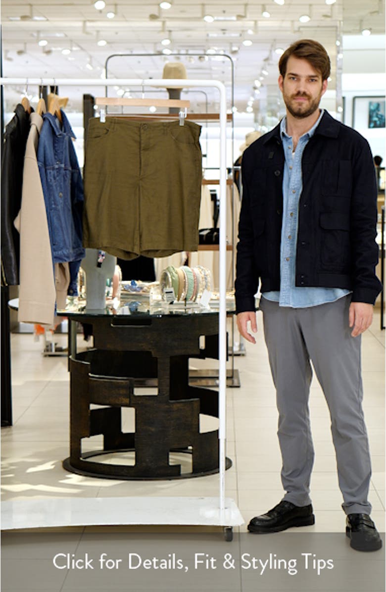 Five-Pocket Stretch Linen Blend Bermuda Shorts, sales video thumbnail