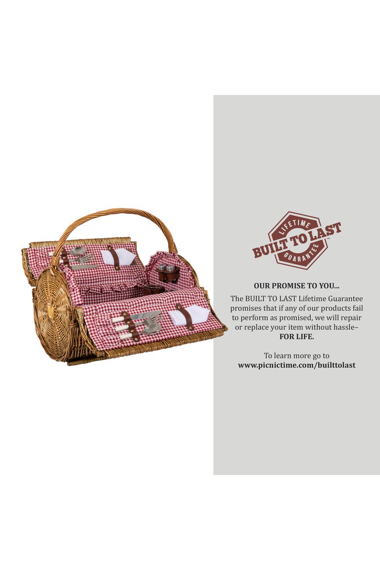 Barrel Picnic Basket, Alternate, color, Red & White Gingham Pattern