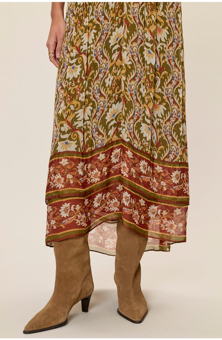 Rebecca Taylor Isha Printed Dress, Alternate, color, Pesto Combo