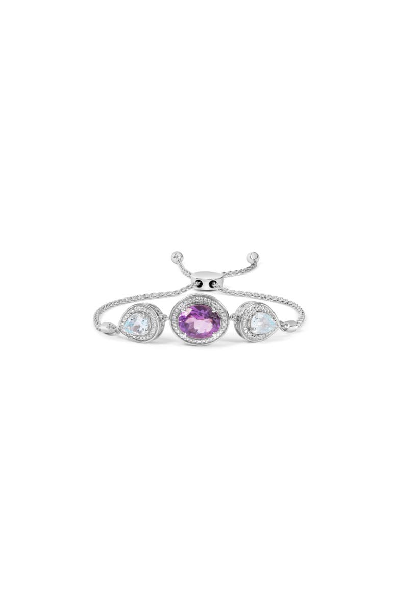 Silver Amethyst & Topaz with Diamond Bolo Bracelet, Alternate, color, White