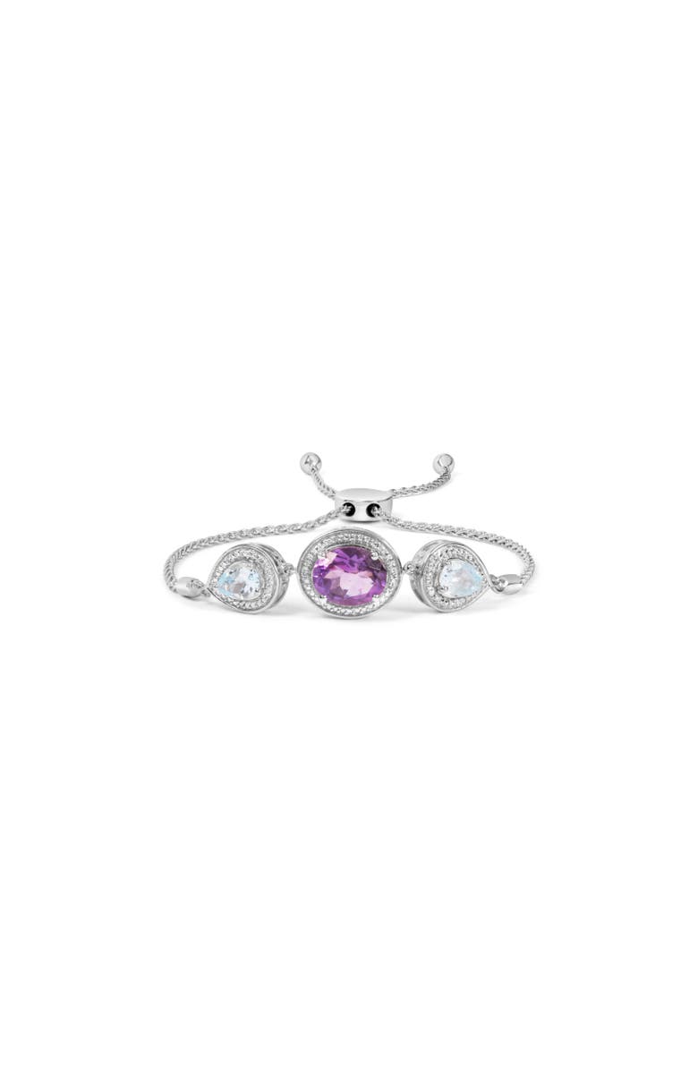 Haus of Brilliance Silver Amethyst & Topaz with Diamond Bolo Bracelet, Alternate, color, White