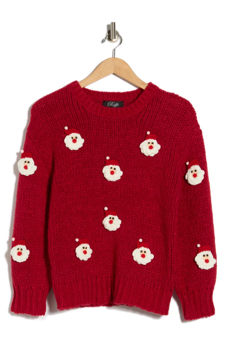 Roffe Accessories Embroidered Santa Claus Sweater, Alternate, color, Red