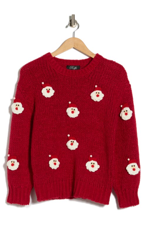 Roffe Accessories Embroidered Santa Claus Sweater In Red