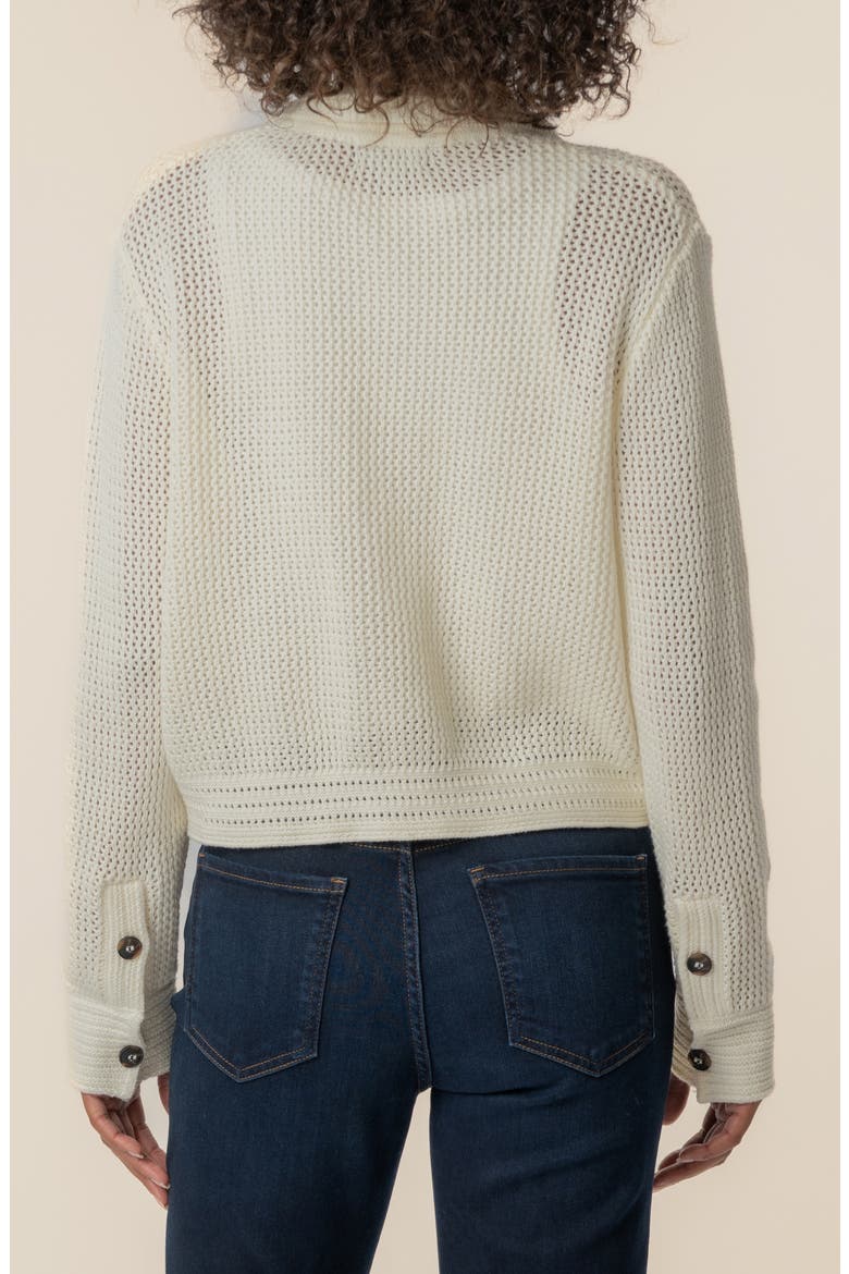 Elena Button Front Pointelle Cardigan, Alternate, color, CREAM