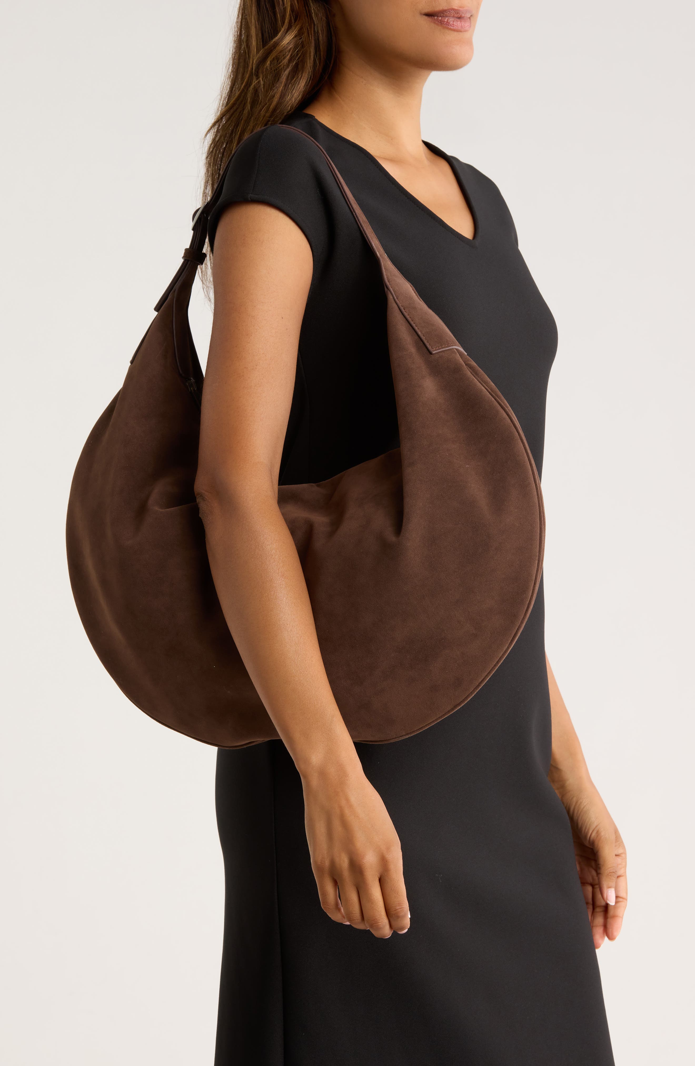 BCBG Crescent Hobo Bag, Alternate, color, Chocolate