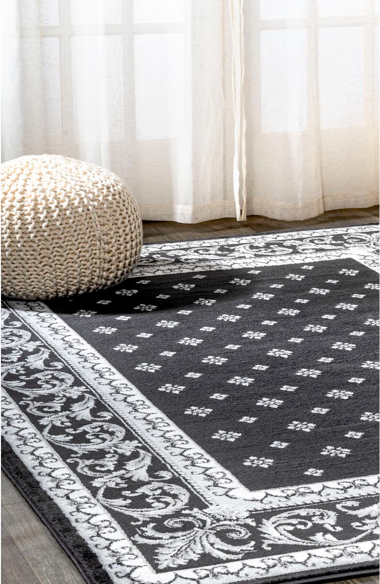 JONATHAN Y Acanthus French Border Area Rug, Alternate, color, Black/Gray