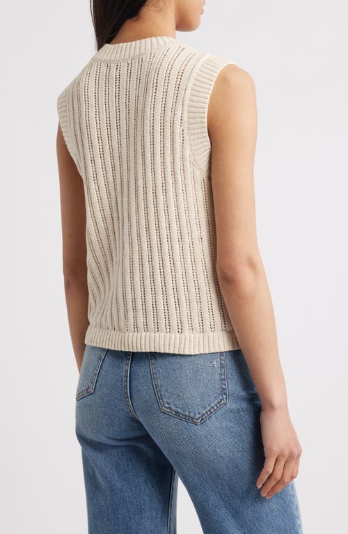 Sanctuary Pointelle Stitch Cotton Button-up Sweater Vest In Eco Natural