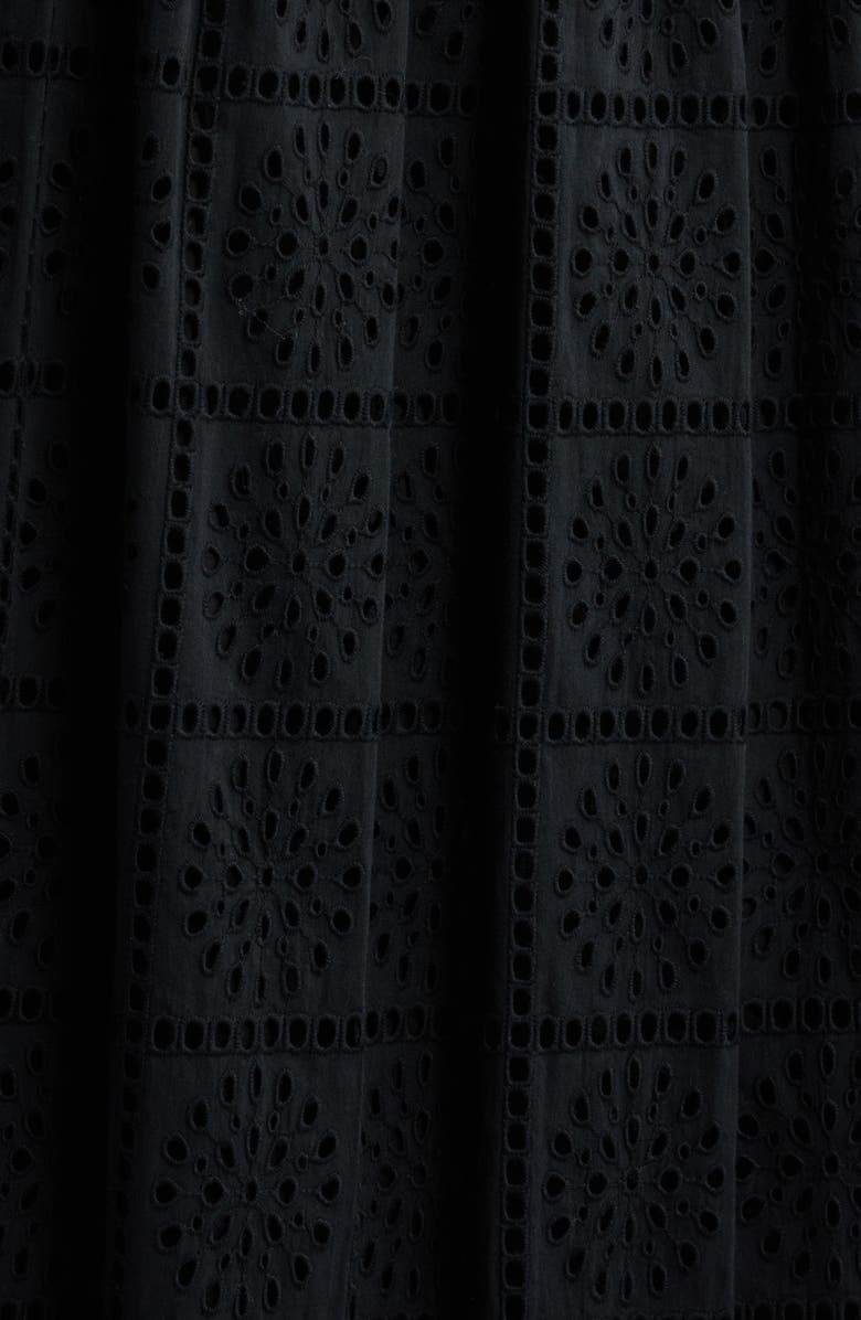 Rails Dax Cotton Eyelet Midi Skirt, Alternate, color, Black Grid Embroidery