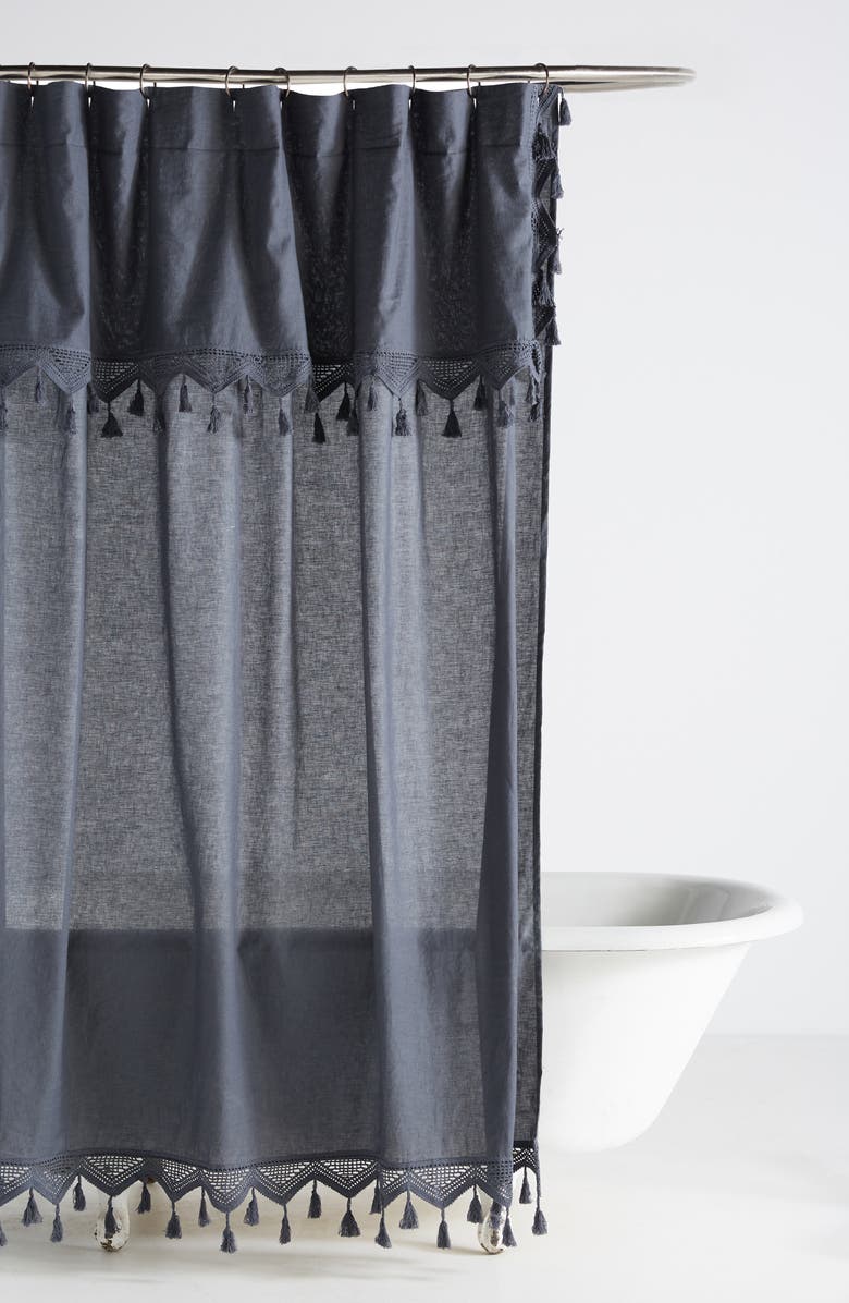 Anthropologie Home Tassel Shower Curtain, Main, color, 