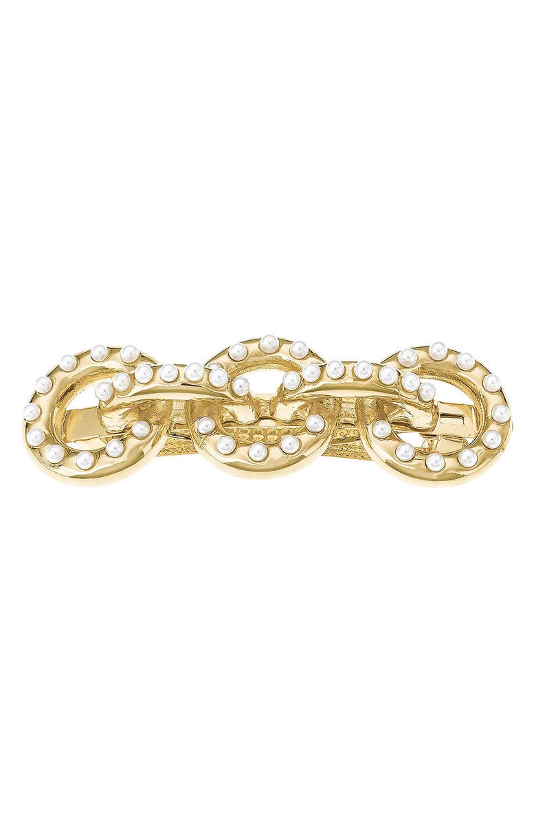 Ettika Imitation Pearl Barrette, Main, color, 