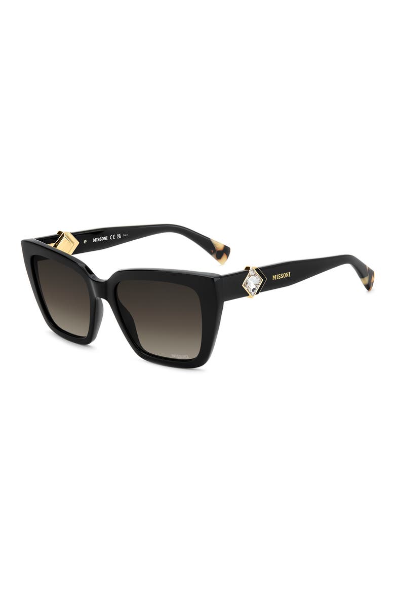54mm Gradient Square Sunglasses, Alternate, color, BLACK/ BROWN SF