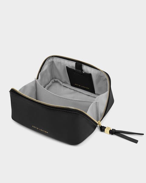 Fold-Out Mirror Makeup Bag in Black