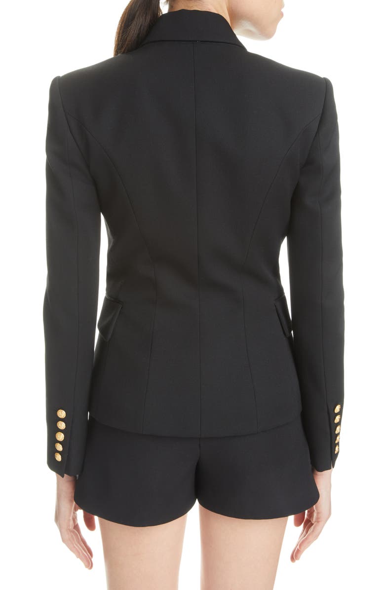 Balmain Double Breasted Twill Blazer, Alternate, color, 