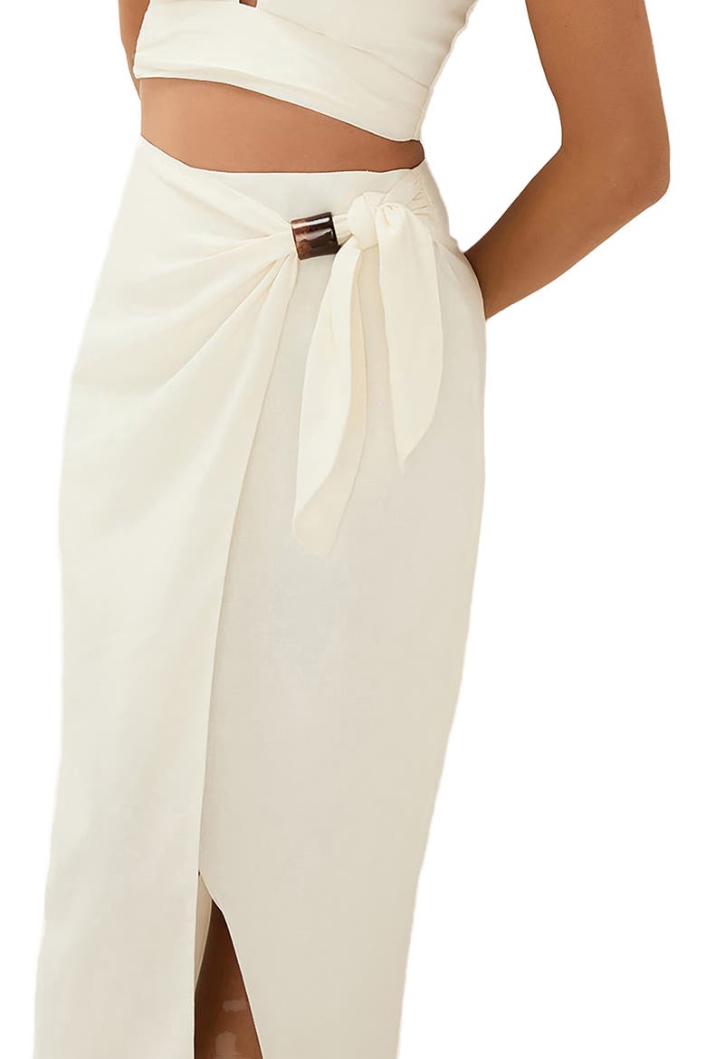 Luna Linen Blend Cover-Up Midi Skirt, Alternate, color, OFF WHITE