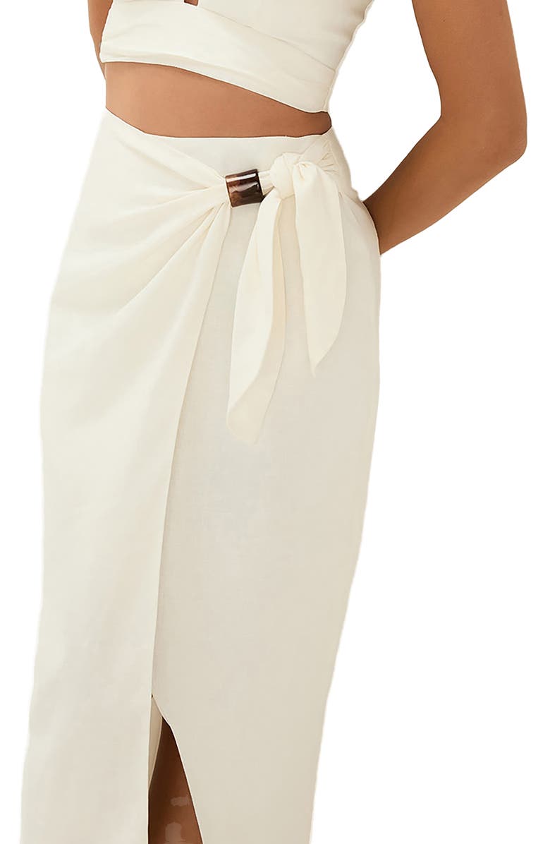 ViX Paula Hermanny Luna Linen Blend Cover-Up Midi Skirt, Alternate, color, Off White