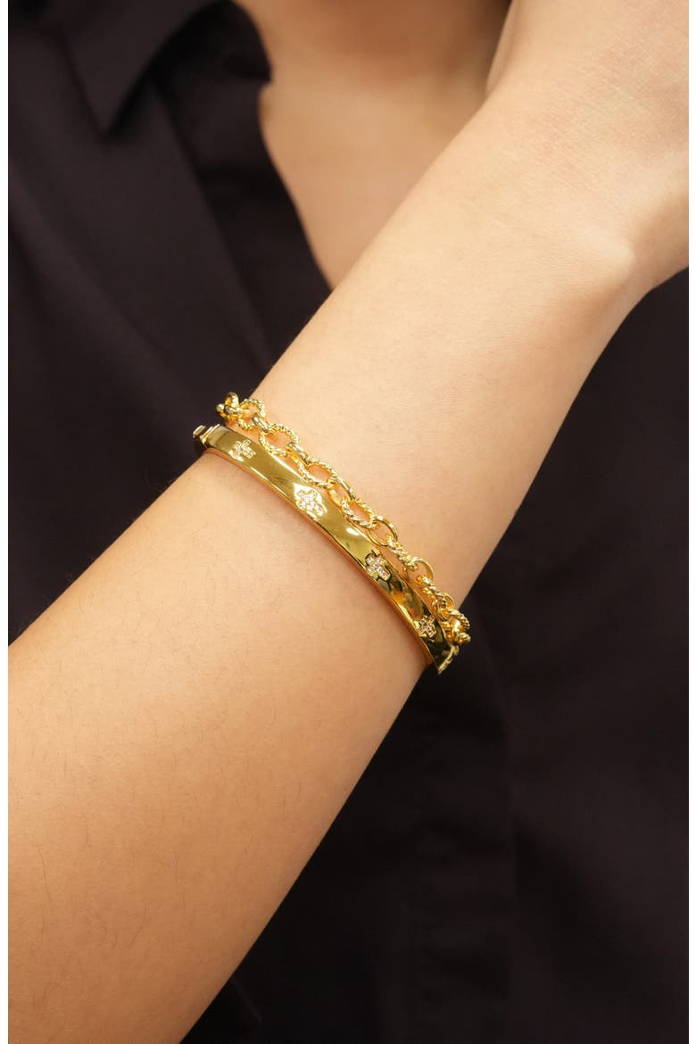Cross & Link Set of 2 Bracelets, Alternate, color, GOLD