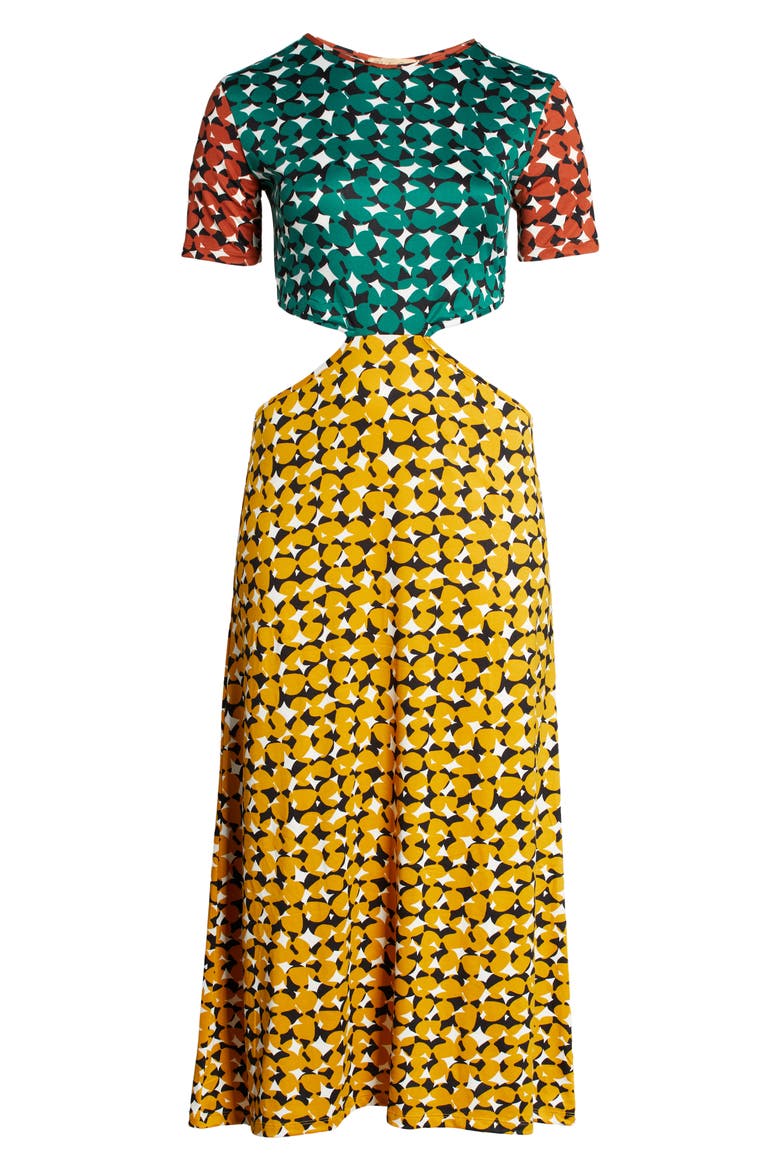 Shuri Cutout Waist Jersey Dress, Alternate, color, GEO MULTI