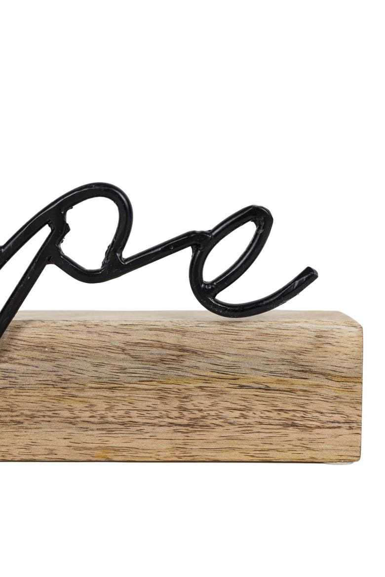 "Hope" Word Block Black Metal & Wood, Alternate, color, Black