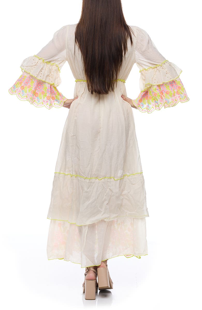 RANEES Ruffle Sleeve Eyelet Maxi Dress, Alternate, color, 