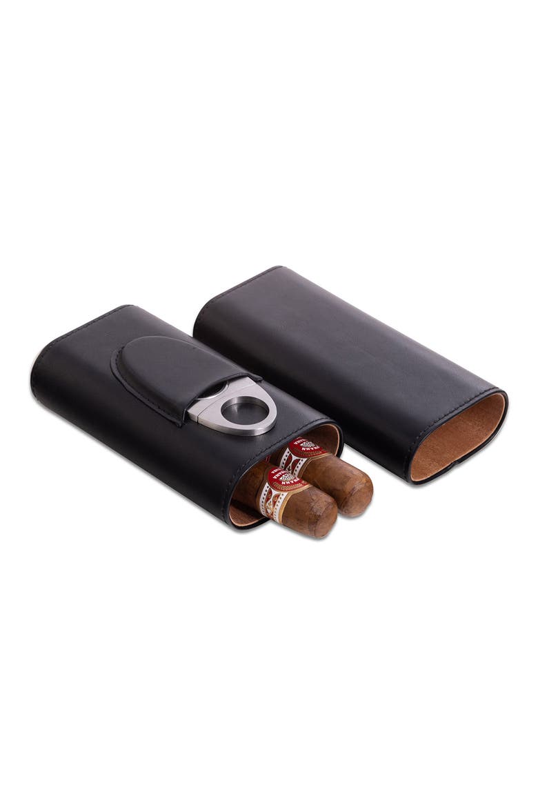 Richie Cigar Case & Cutter Set, Alternate, color, BLACK