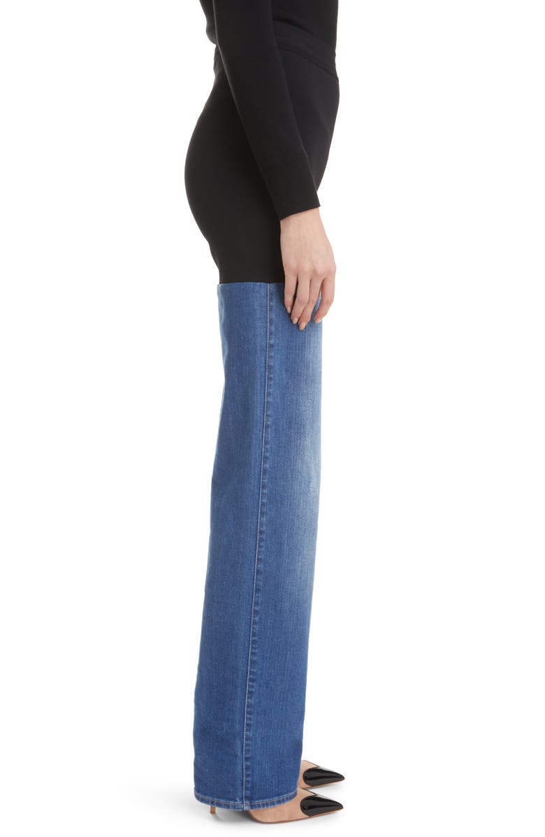 Alaïa Contrast Panel Straight Leg Jeans, Alternate, color,