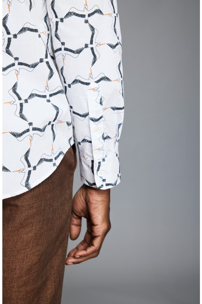 Pelican Plaid Cotton Button-Up Shirt, Alternate, color, WHITE