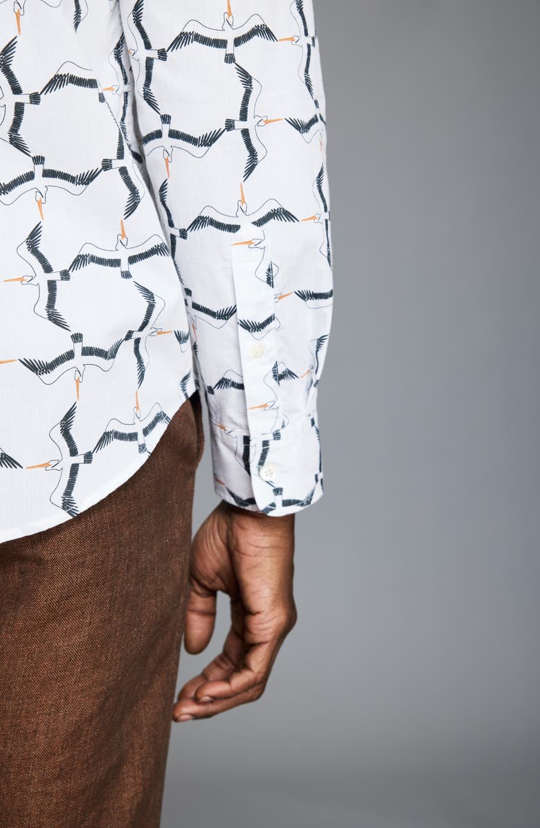 Billy Reid Pelican Plaid Cotton Button-Up Shirt, Alternate, color, White