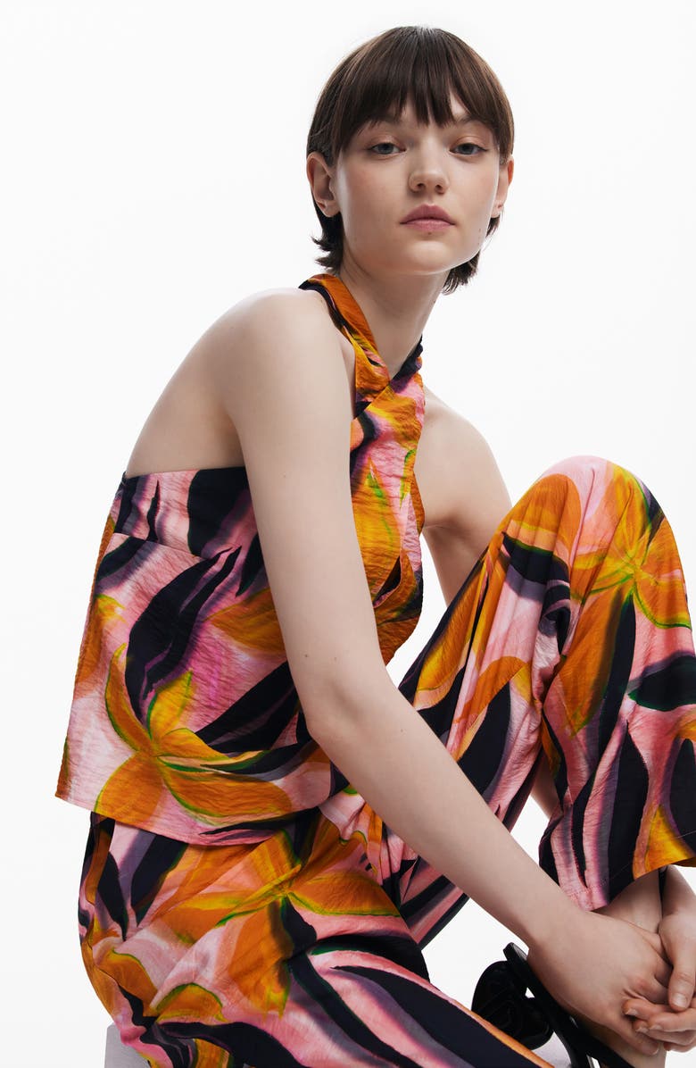 Desigual Floral Pants, Alternate, color, Pink